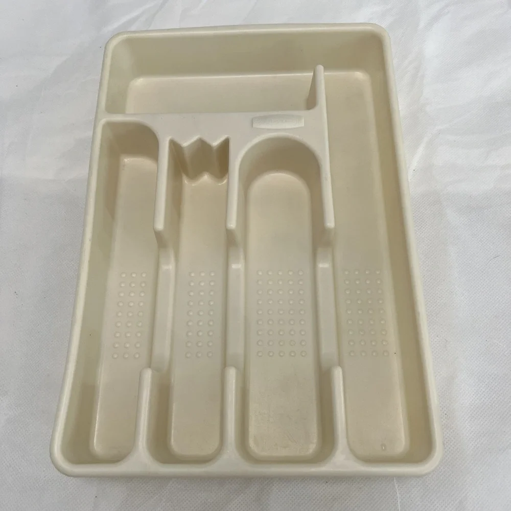 VTG Rubbermaid Silverware Flatware Storage Tray Organizer 2919 Ivory Cream